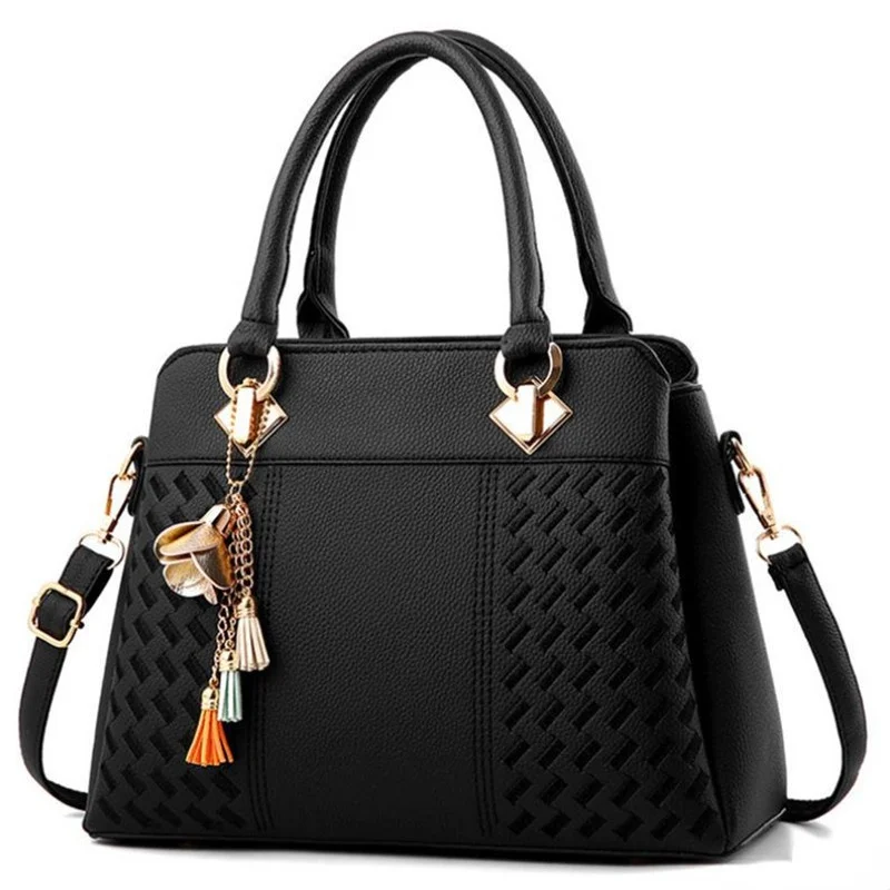 

Fashion Women Handbags PU Leather Tassel Totes Bag Top-Handle Embroidery Crossbody Bag Shoulder Bag Lady Simple Shopping Bag