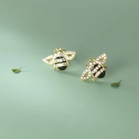 real 925 sterling silver cute bumble bee stud earrings dainty zircon insect ear studs hypoallergenic jewelry for women girls