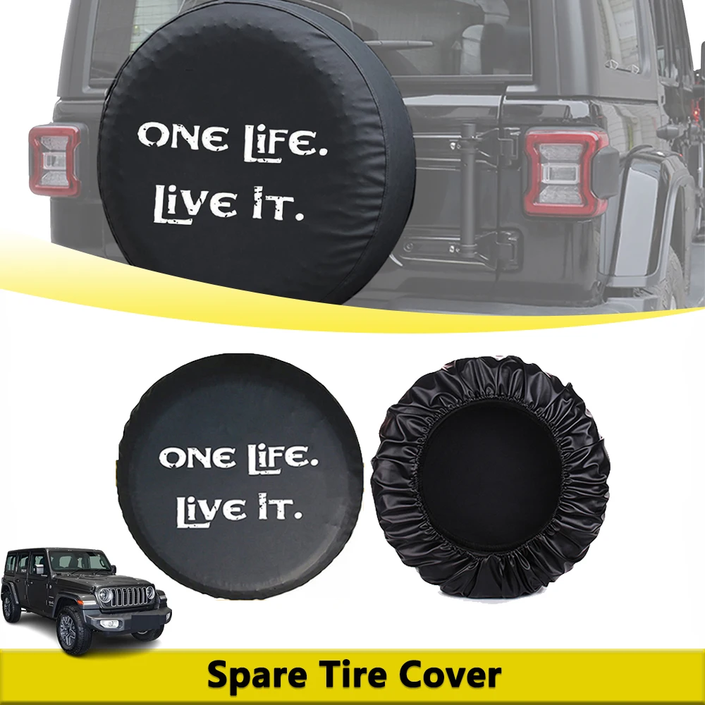 Фото Чехол для запасного колеса 17 дюймов из ПВХ-кожи для Suzuki Jimny, Jeep Wrangler JK JL Sahara, 4x4, внедорожные аксессуары для стайлинга автомобиля №1