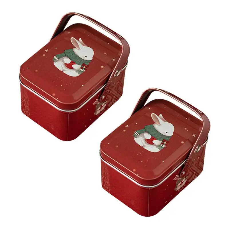 

2pcs Easter Candy Boxes Cookie Storage Box Gift Packing Boxes Tinplate Boxes