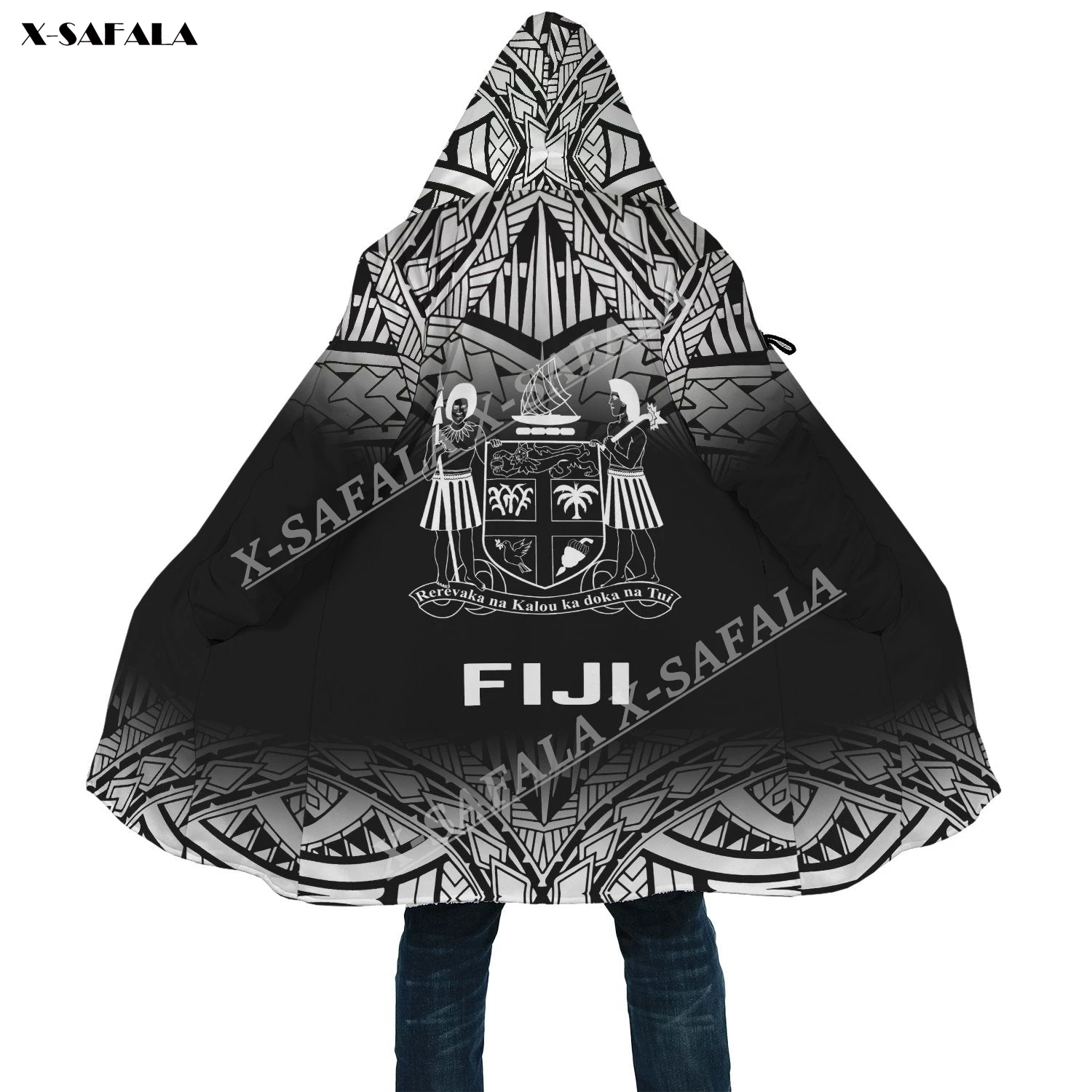 

Fiji Fog Polynesia American 3D Printed Hoodie Long Coat Hooded Cloak Thick Down Jacket Outerwear Cotton Pullovers Dunnes