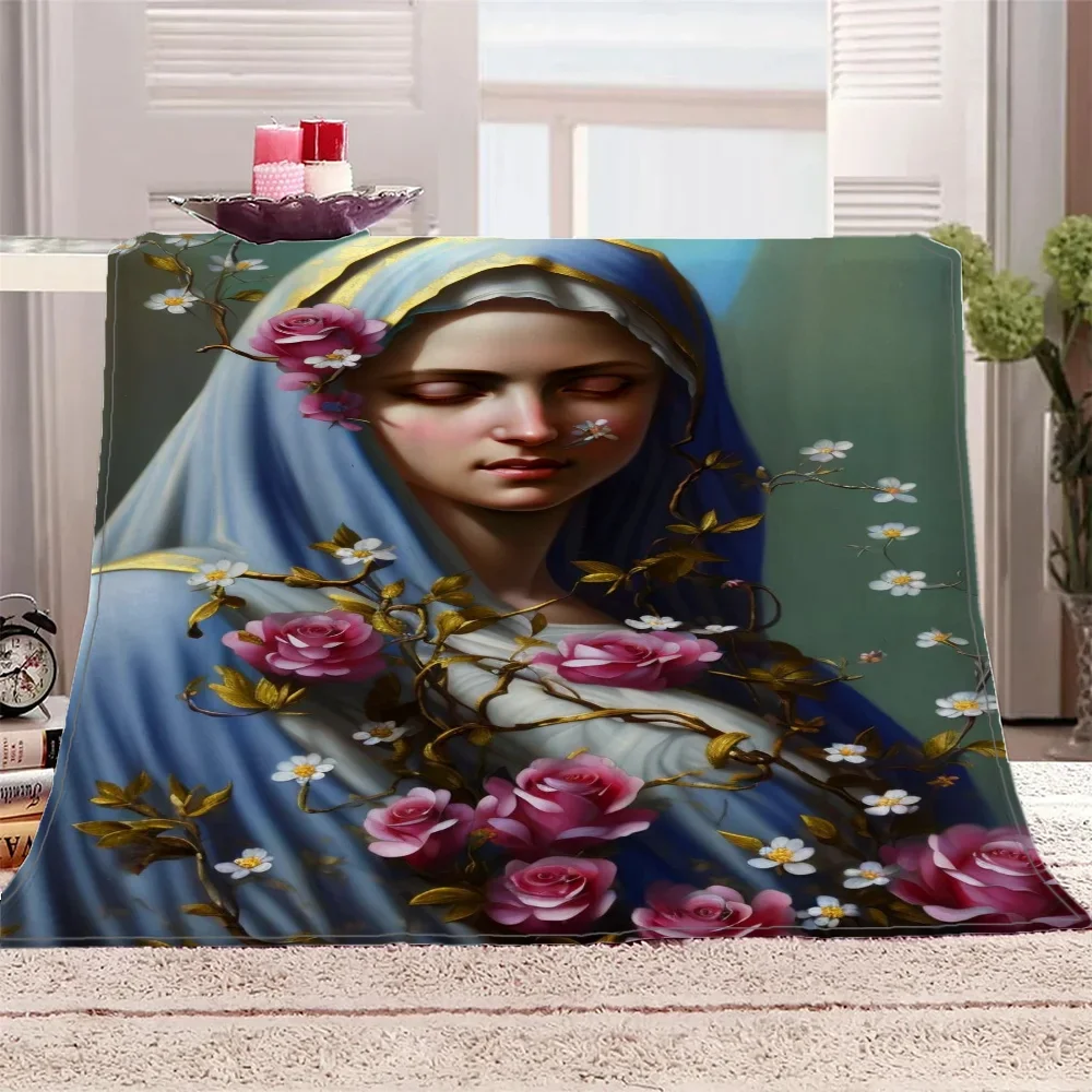 Большое Плюшевое Одеяло Для Диванов Теплый Дизайн Девы Марии Холодной Погоды