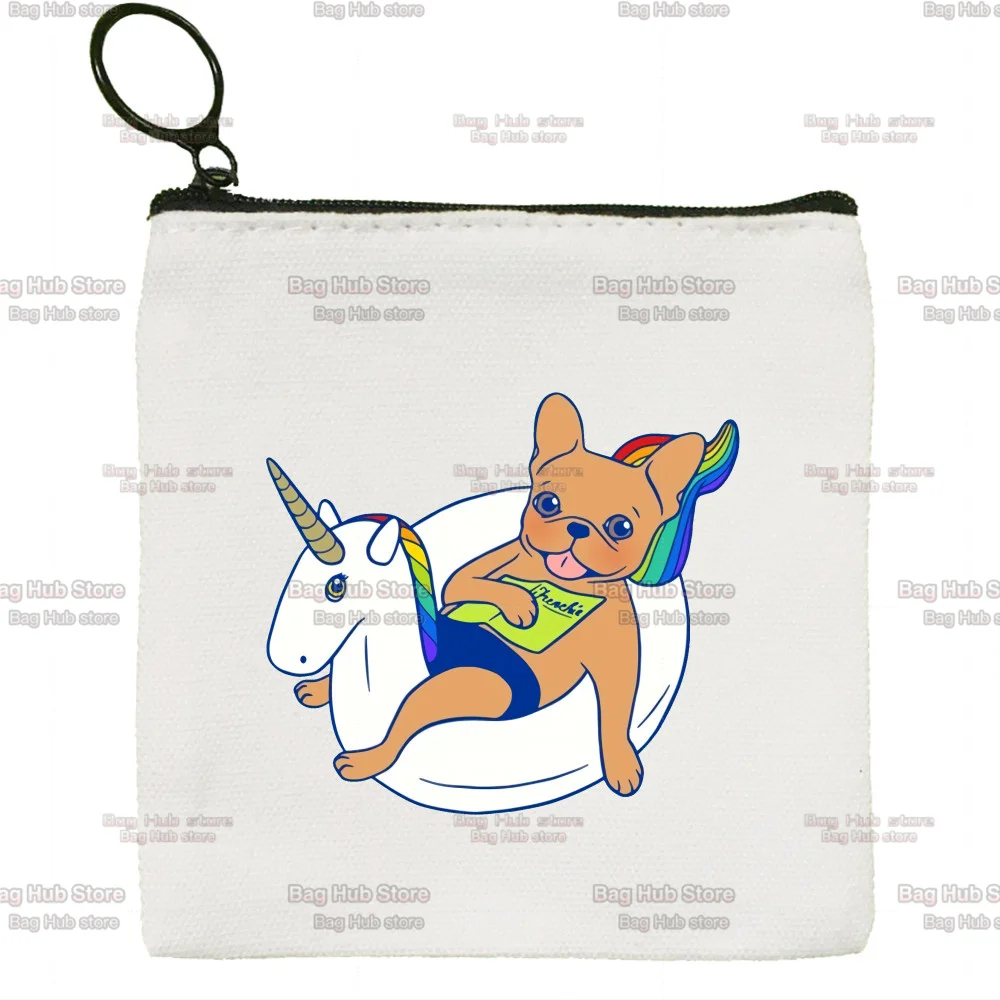 Frenchie Anatomy of French Bulldog Kawaii Animal Canvas Zipper Coin Bag Female Student Cute Coin Purse Lipstick Bag Portable