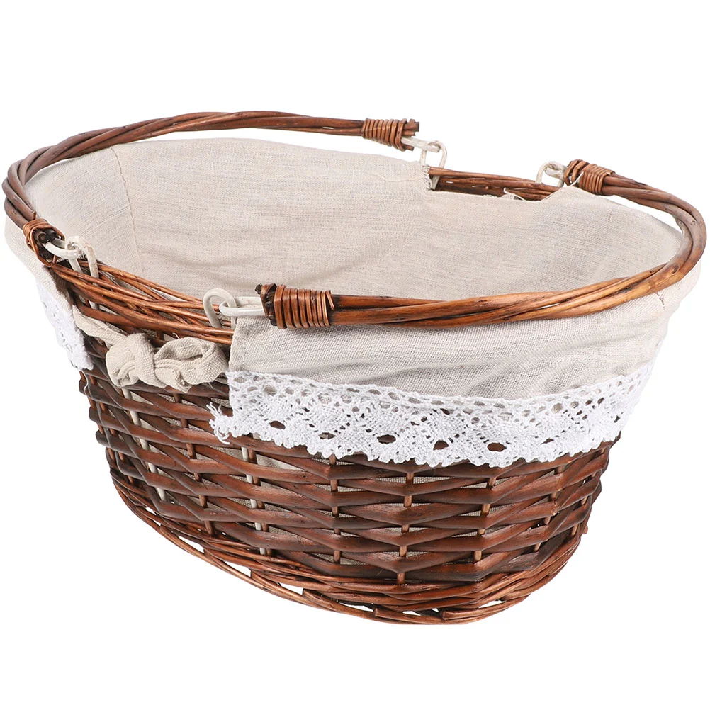 

Handheld Fruit Basket Storage Basket Wicker Storage Basket Picnic Basket with Liner and Handles