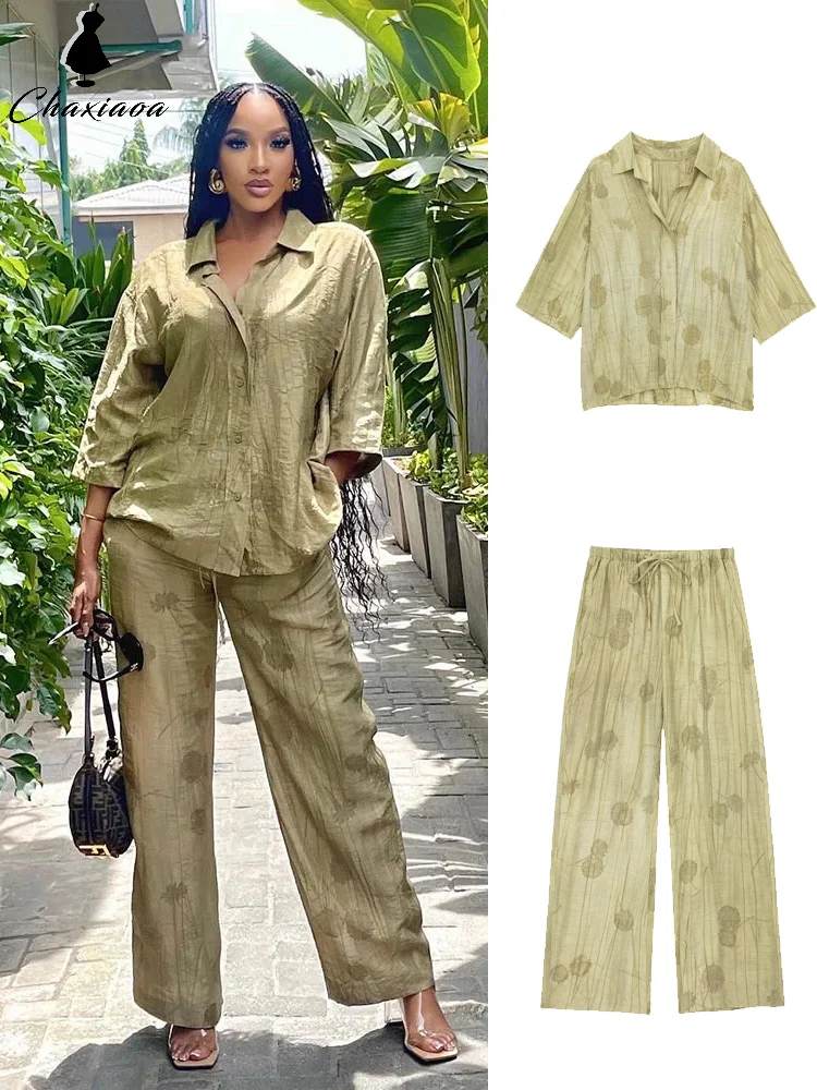 Костюм CHAXIAOA женский из двух предметов модная рубашка с лацканами и длинные брюки