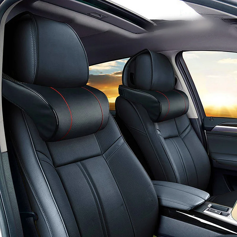 

Hot Sale PU Leather Auto Car Neck Pillow Memory Foam Pillows Neck Rest Seat Headrest Cushion Pad automobiles accessories