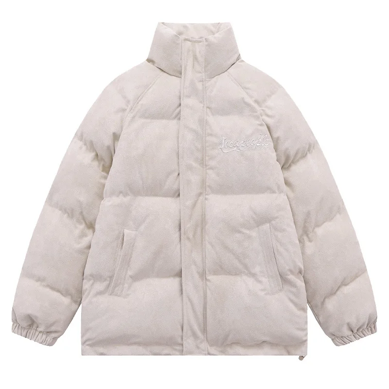 Rainbowtouches Fashion Couple Down Jackets Suede Solid Color Stand Collar Parkas Men and Women Winter Warm Down Coats Streetwear