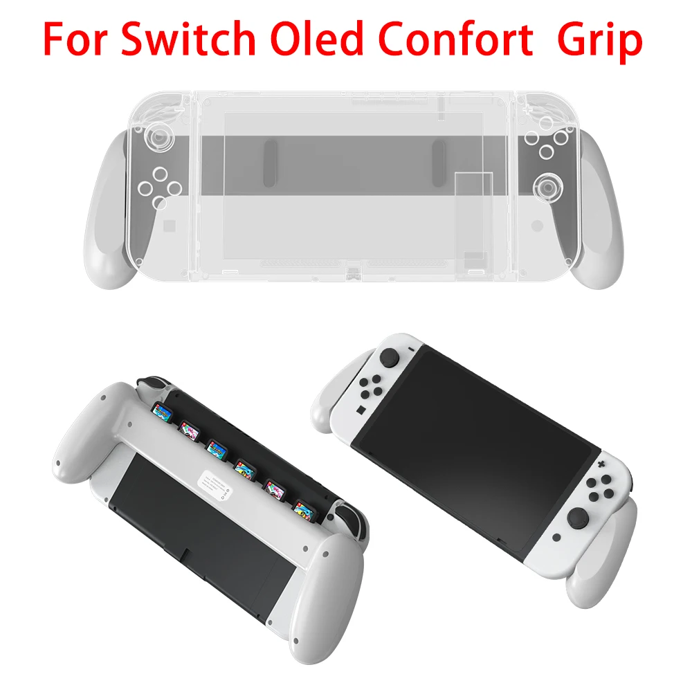

For NS Switch Oled Console Ergonomic Comfort Grip Design With 6 Game Cards Slot