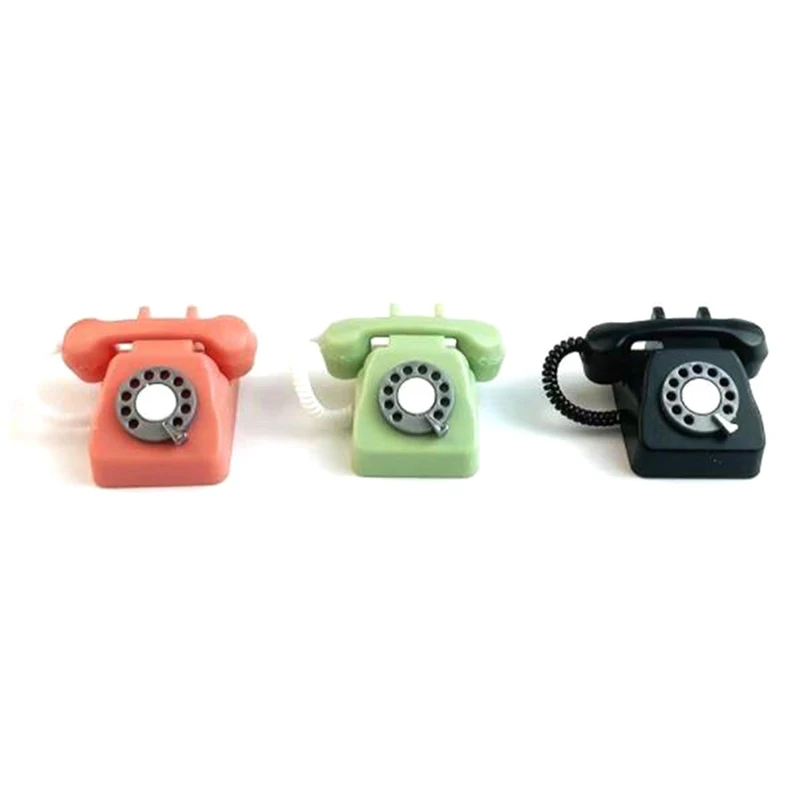 

3colors 1:12 Dollhouse Miniature Simulation Mini Phone Retro Telephone Model Home Furniture Decor Accessories For Kids Toys Gift