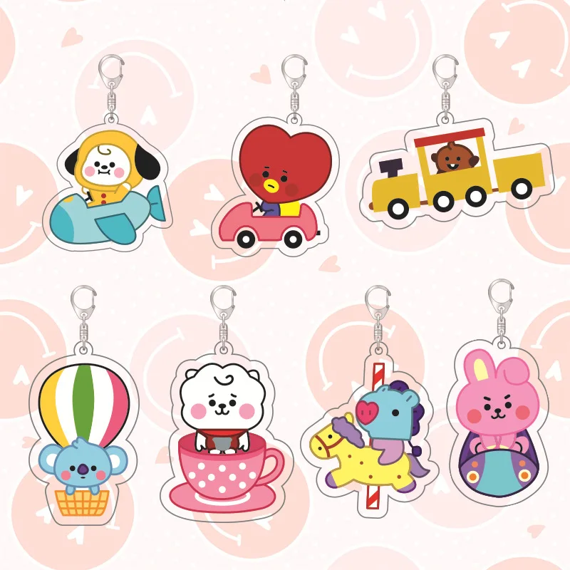 

New Bt21Ed Kawaii Anime Baby Series Cute Cartoon Acrylic Keychain Bag Pendant Decoration Girl Gift