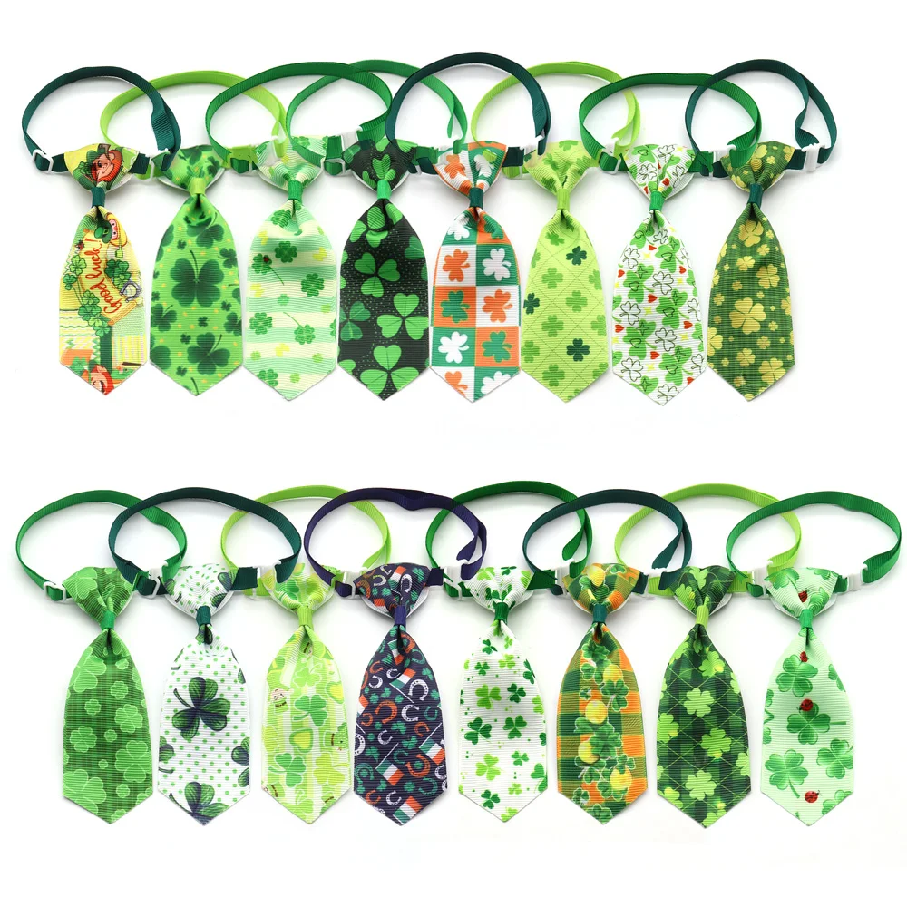 

30/50 Pcs St Patrick's Day Dog Accessories for Small Dogs Bow Ties Necktie New Green Clover Puppy Cat Bowties Pet Supplies Tie
