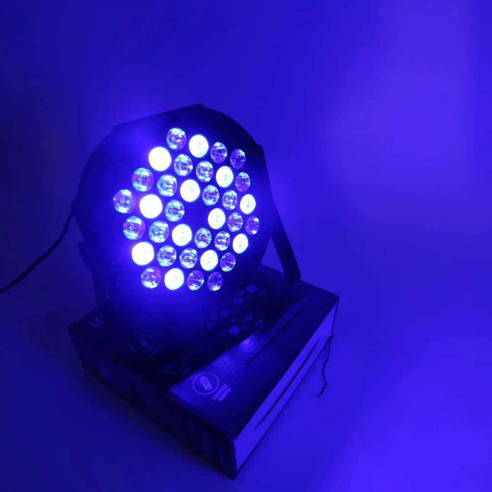 Фото Светодиодные прожекторы RGB DMX512 36 LED Par с металлическим корпусом, звуковой активацией, дистанционным управлением, профессиональные световые приборы для дискотек, баров, вечеринок и сцены. №4