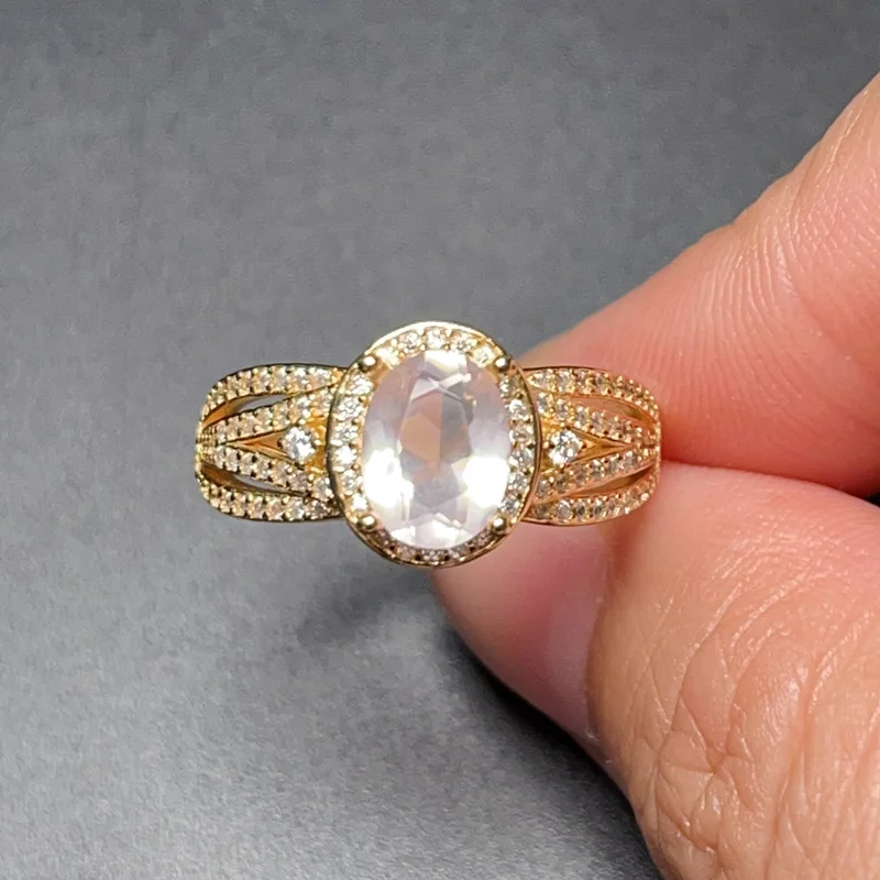 Кольцо Из Натурального Розового Кварца 6 мм * 8 1 карат