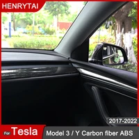 new tesla model 3 carbon fibre abs decoration car accessories for model3 model y 2017 2021 2022 dashboard cover panel door trim