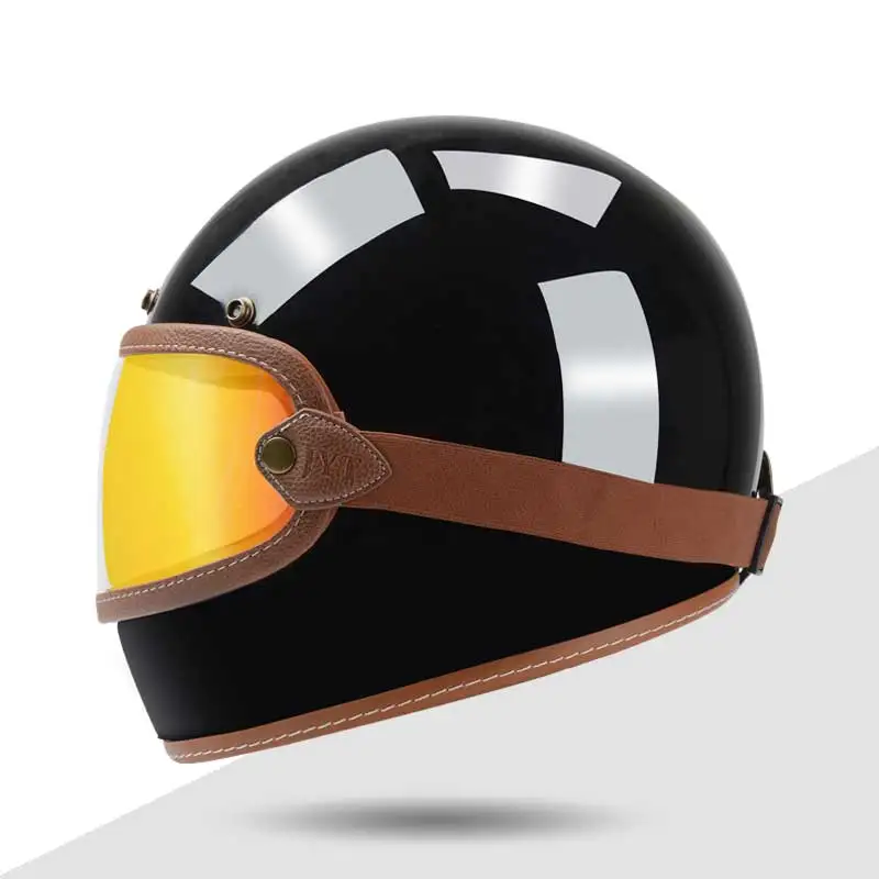 Плоский черный мотоциклетный шлем KEAZ на все лицо с цветным козырьком