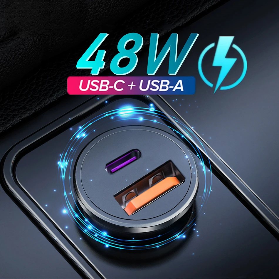 

Автомобильное зарядное устройство с USB-портом и поддержкой быстрой зарядки, 48 Вт
