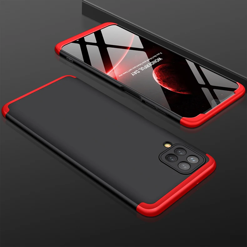 

For Samsung Galaxy A12 Case 360 full Protection Case For Galaxy A12 A51 A71 A50 A30 A10 3 IN 1 Matte Hard Plastic Back Cover