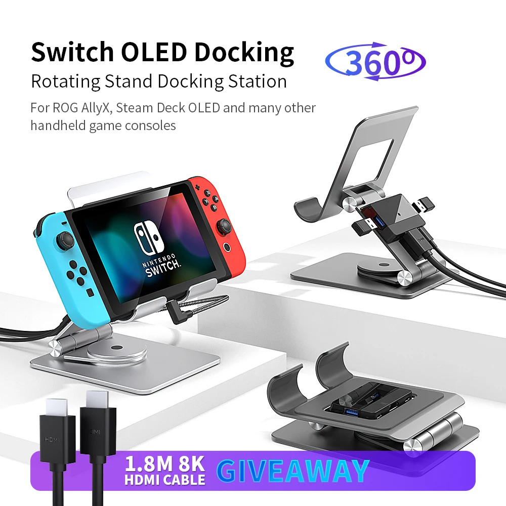 Переключатель OLED-док-станции Вращающаяся подставка Док-станция Steam Deck OLED&ampROG