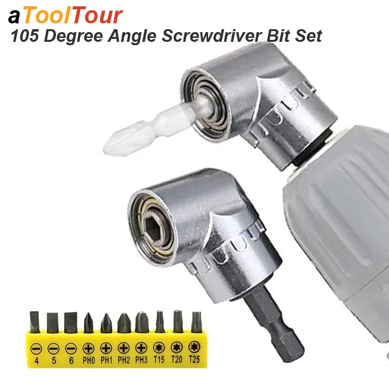 

105 Degree Angle Screwdriver Magnetic Socket Holder Adapter Adjustable Drill Bit Holder Screw driver Batch Head Attachment Tool