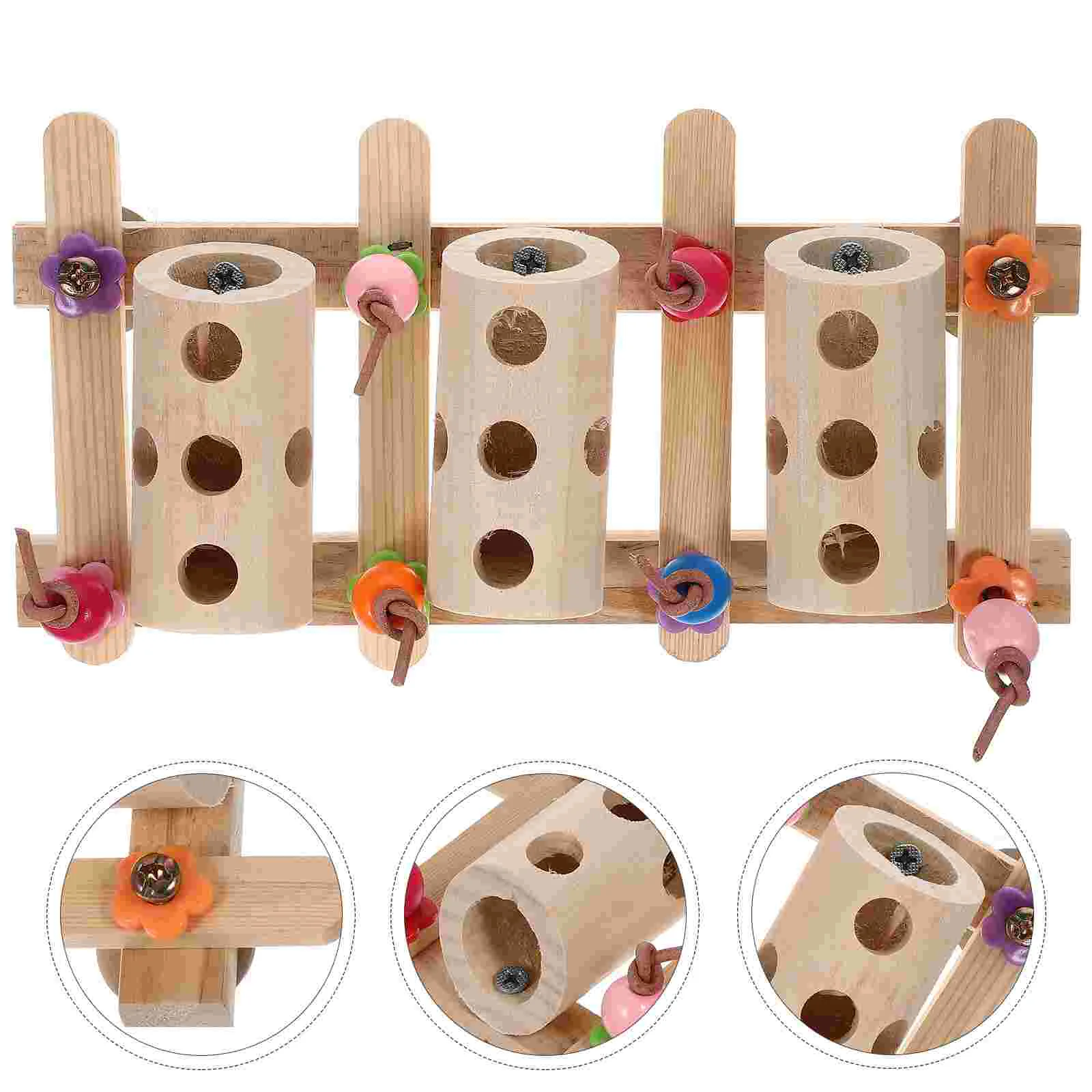 

Bird Treats Parrot Cage Pets Bucket Storage Feeder Wood Hiding Wooden Foragingcockatiel Holderaccessory Hideout