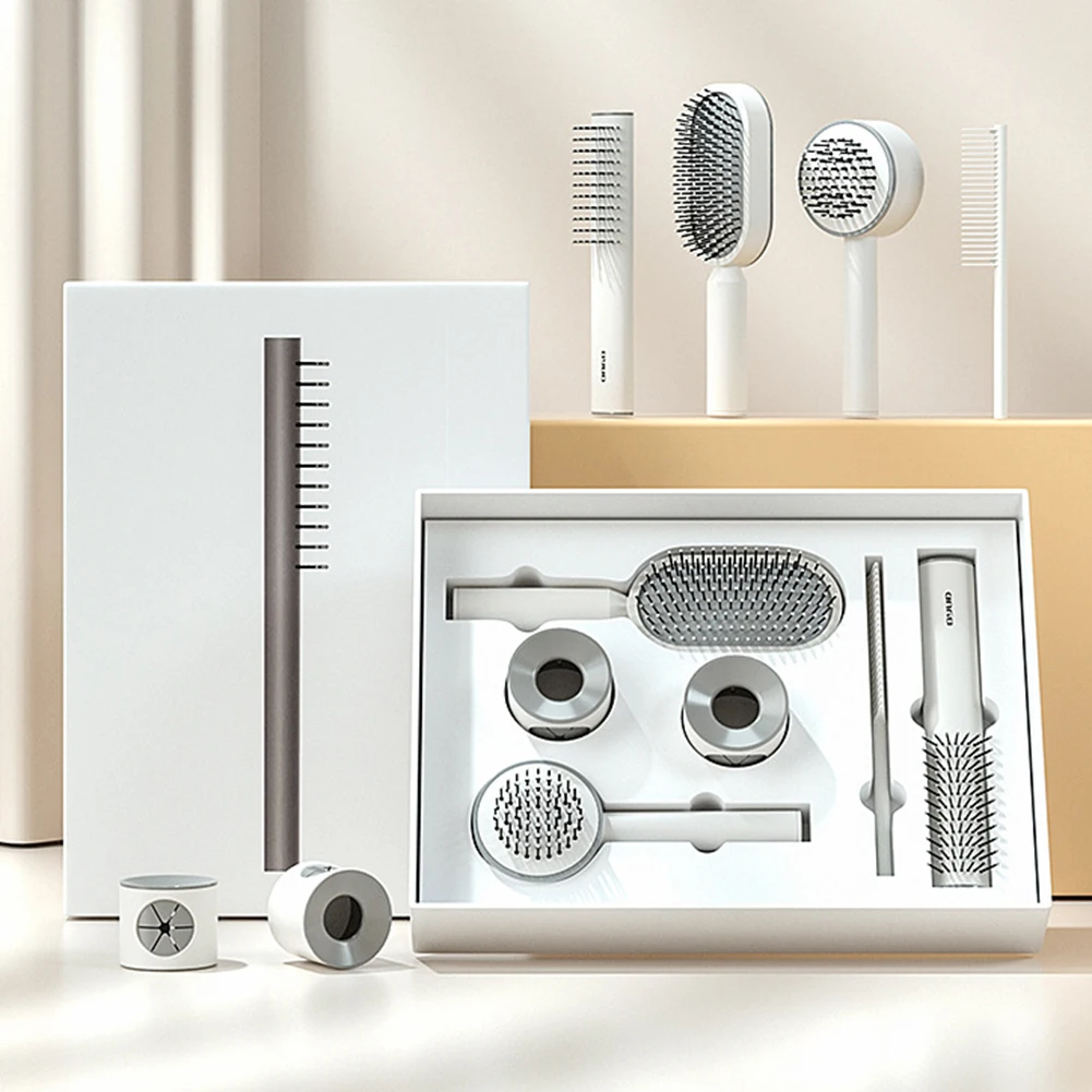 

1 Набор самоочищающаяся щетка для волос для женщин расческа для волос один ключ очистка самоуход Подушка массажная Расческа для кожи головы...