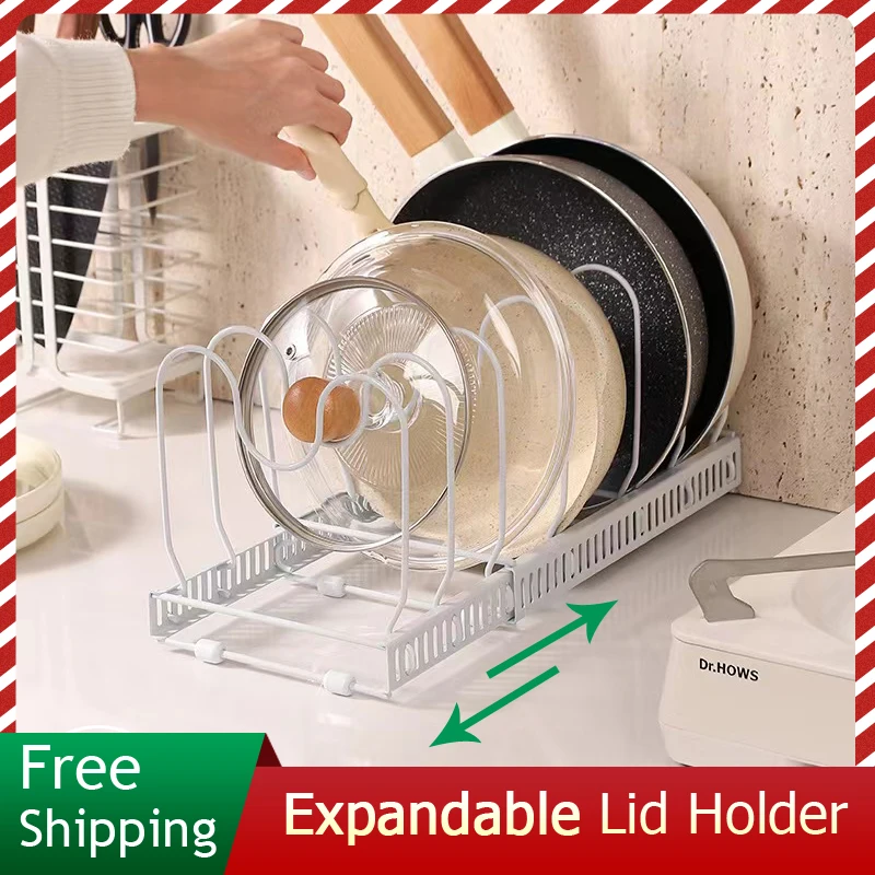 

Органайзер для кастрюль, стойка для хранения посуды, кухонный ящик, шкафы, расширяемый Железный материал, многофункциональный держатель дл...