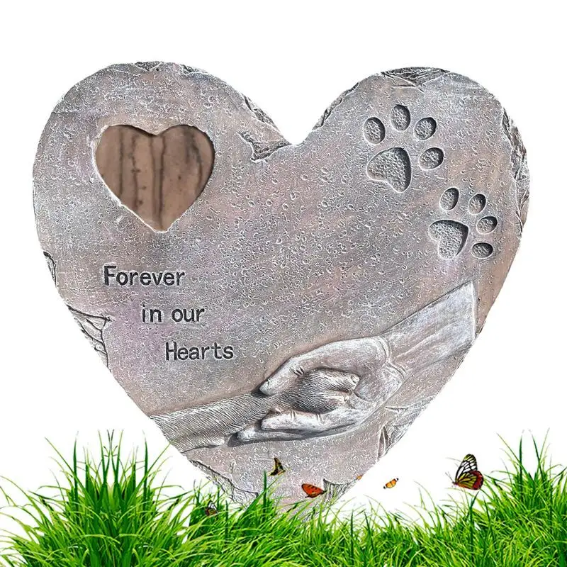 

Pet Memorial Stone Heart Shaped Garden Stone For Dog Cat Grave Marker Pet Memorial Stones With Forever In Our Hearts Text