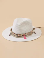 hat tassel shell decor straw hat beach