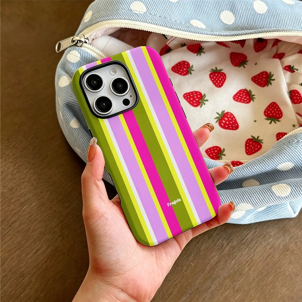 Неоновый чехол для телефона с вертикальными полосами для iPhone 18 17 17e 16e 16 15 14 13 12 11 X XS XR XSMAX 7 8 Air Pro Max Plus, двухслойный (art.: 3920dd040bbef) - 3920dd040bbef