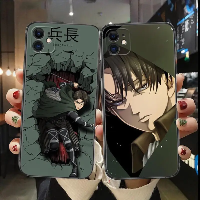

Attack on Titan Levi Luxury Anime Phone Case for IPhone 14 13 12 11 Pro Max SE XR X XS Max 8Plus 7plus Black Fashion Phone Cover