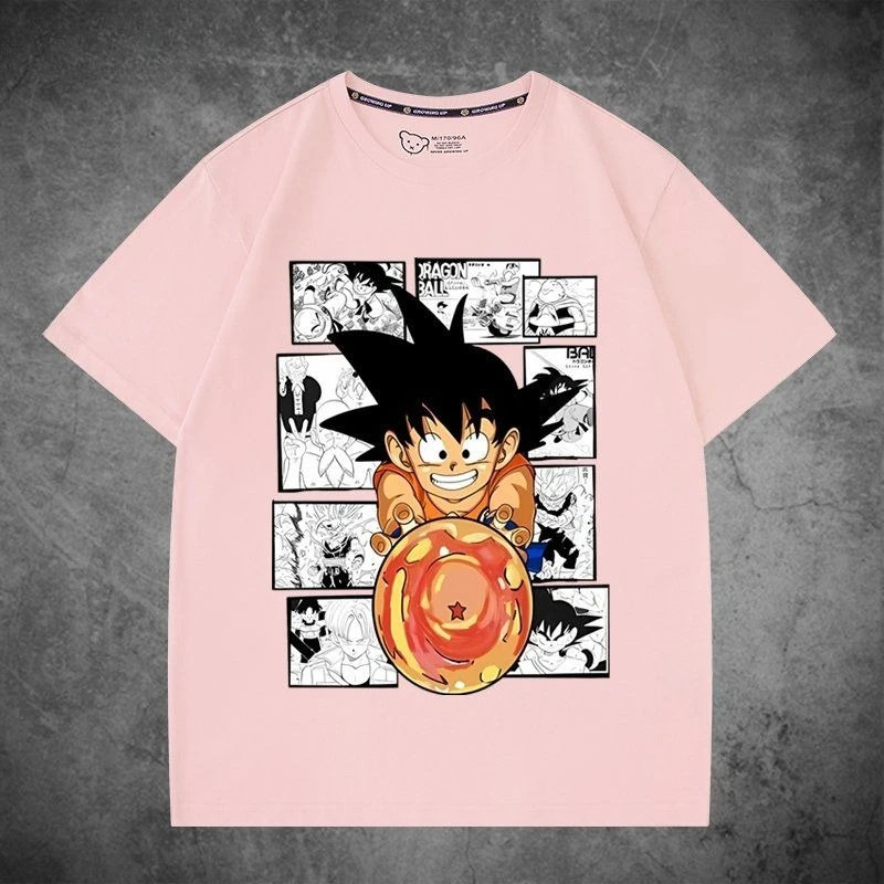 Фото Летняя футболка Dragon Ball 2026 с принтом манги Гоку для мальчиков и девочек, повседневная ретро-футболка для детей 3-12 лет №4