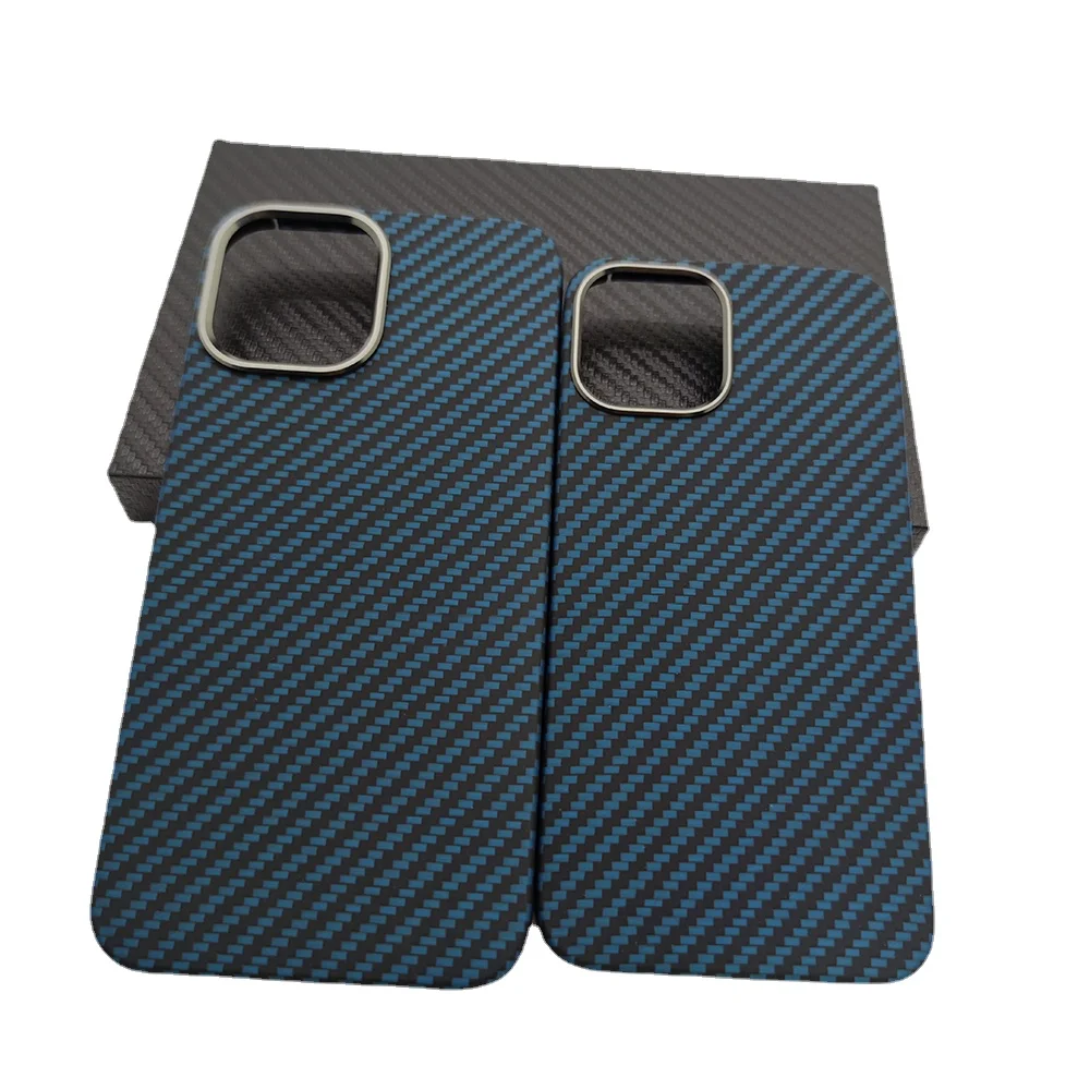 

Aramid Fiber for iPhone 12 pro max case Covers blue Ultra-thin pure carbon fiber Protective Case for iPhone 12 Hard Cover
