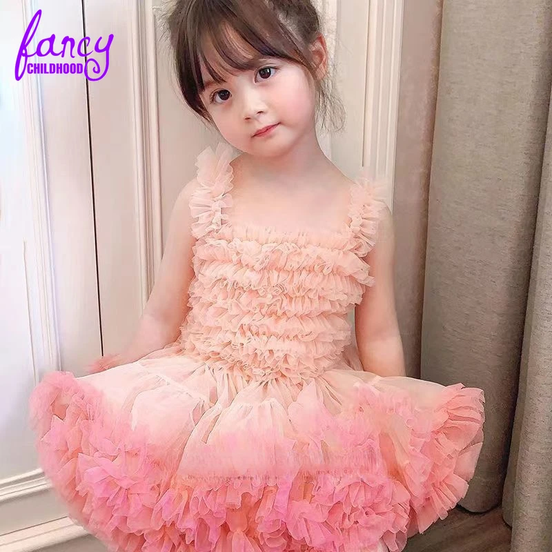 

Puffy Princess Dress Tulle Girl Birthday Dress Feather Flower Girl Dress Child Dress First Communion Baby Girl Gown Baby Clothes