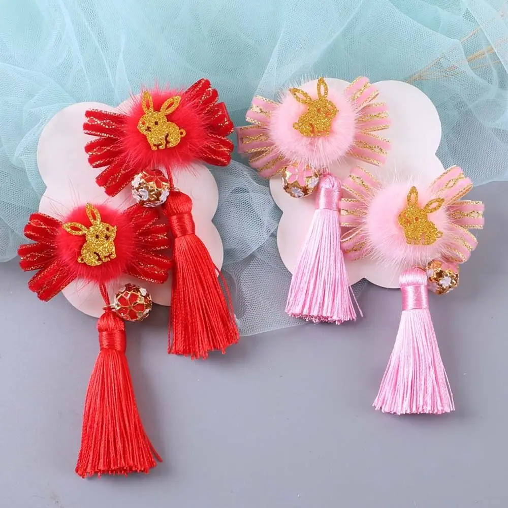 

Rabbit Barrettes Chinese New Year Hairpins Children Tassels Hairpins Flowers Hairpins Kids Chinese Hair Clips