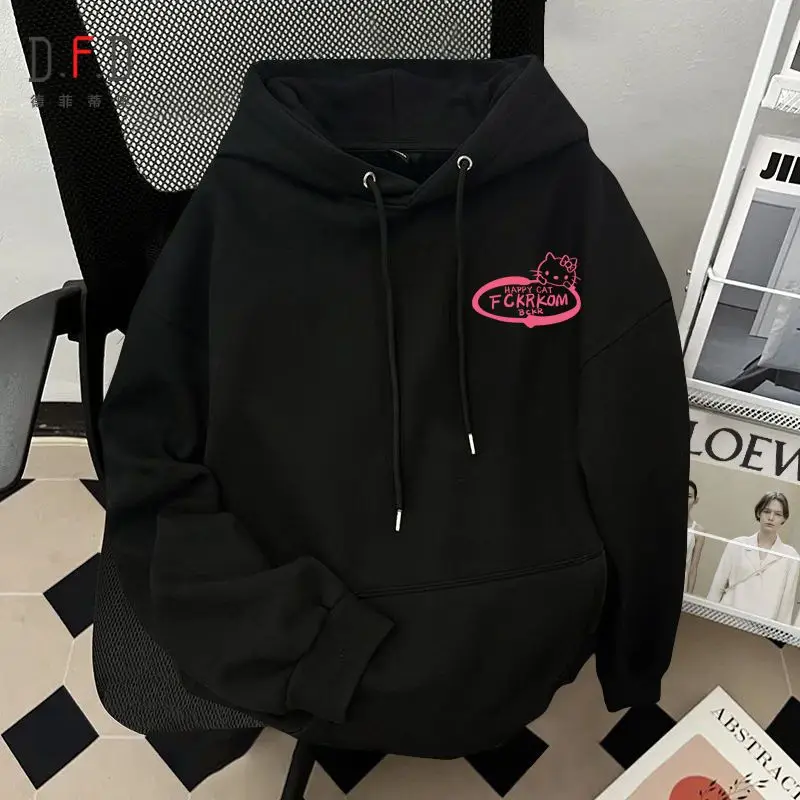 Популярная толстовка с капюшоном Kawaii Sanrios Hellokitty для мужчин и женщин осенне-зимнее