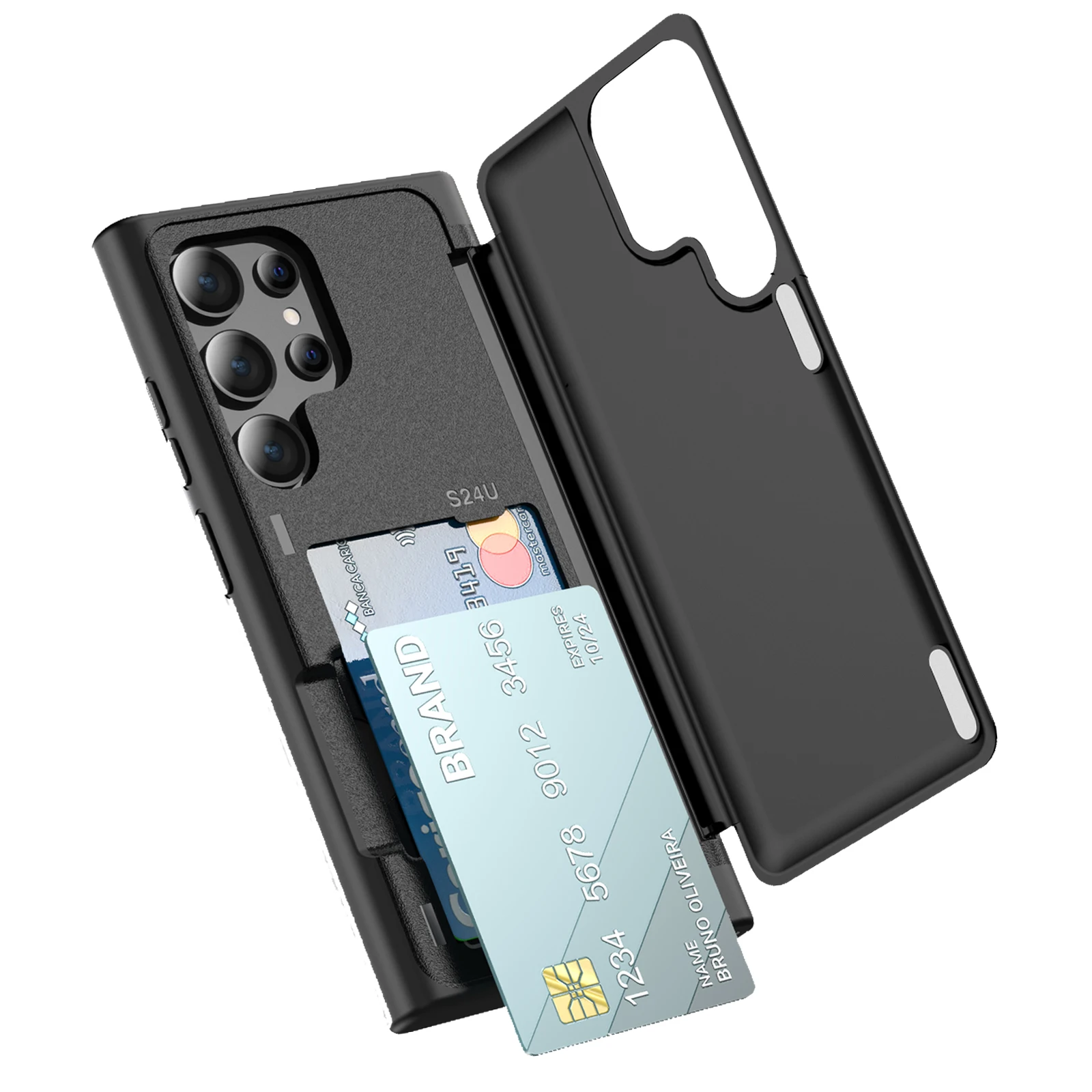 Чехол-кошелек со скрытым держателем для карт Samsung Galaxy S24 Ultra S23 FE S22 S21 гибридный