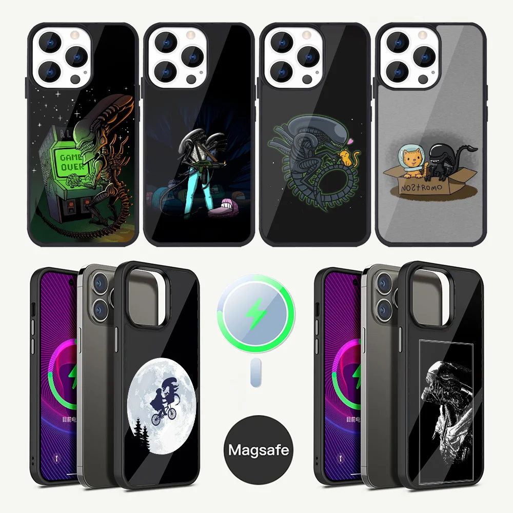 Чехол для телефона Movie A-Alien X-Xenomorph iPhone 16 15 14 13 12 11 Plus Pro Max Mini Magsafe с магнитной