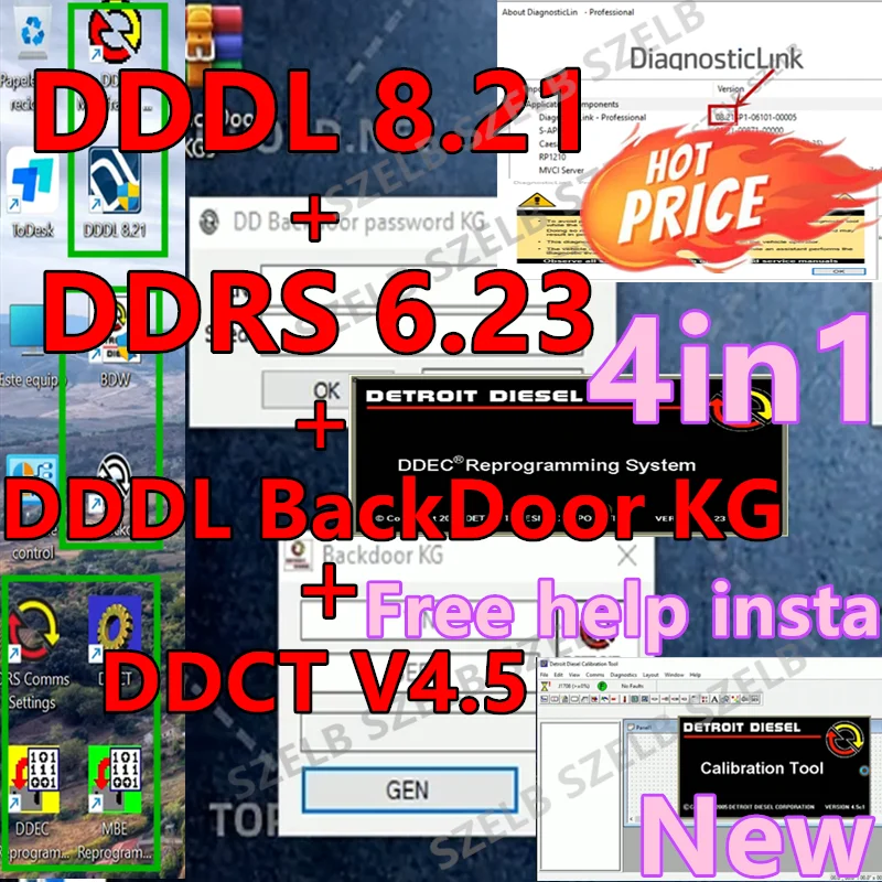 Фото 2025 НОВАЯ диагностическая ссылка Detroit Diesel 8,21 Уровень 10 10 10 DDDL 8,21 + DDDL BackDoorKG + DRS 6,23 + инструмент для калибровки DDCT v4.5 №1