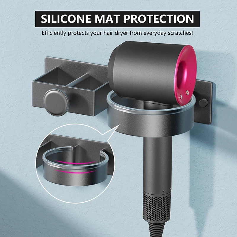 Настенный кронштейн для фена без отверстий стеллаж хранения в ванной