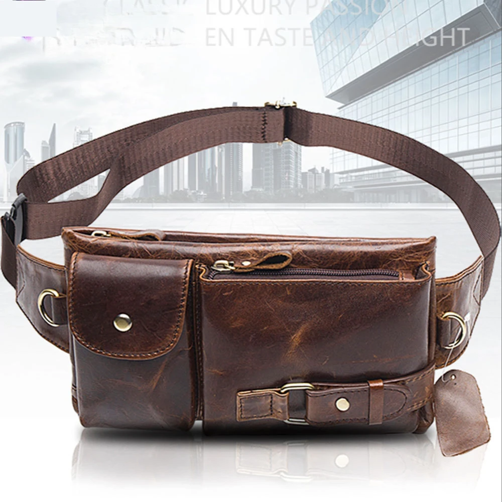 

Chest Leather Waist Casual Bag Nolvoworld Unisex Functional Bag Phone Genuine Bag Money Pouch Bags Brand Belt Men Pack Hip Sling