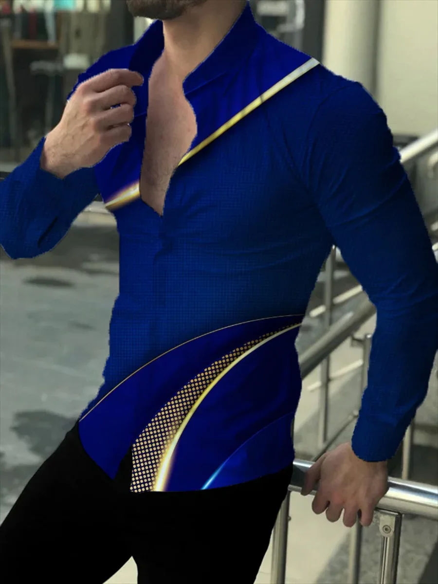 Мужская рубашка с длинным рукавом на пуговицах