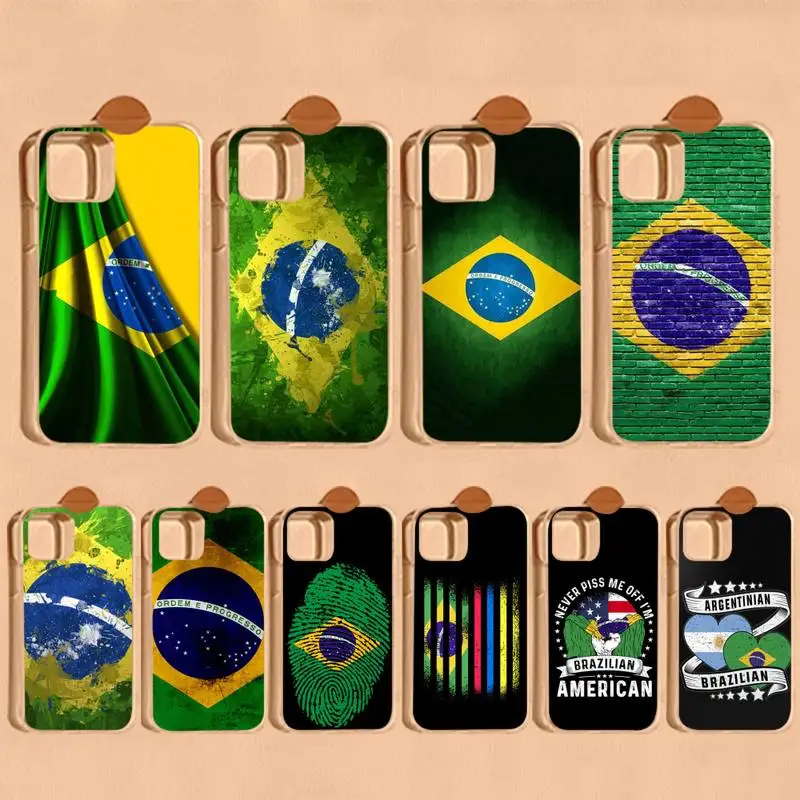 

Brazil Brazilian flag Phone Case For iPhone 14 11 12 13 Mini Pro XS Max Cover 6 7 8 Plus X XR SE 2020 Funda Shell