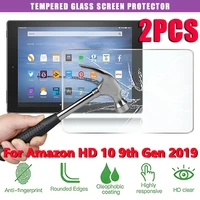 2pcs tempered glass for amazon fire hd 10 9th gen 2019 screen protective film 9h 0 3mm full cover tablet screen protector film