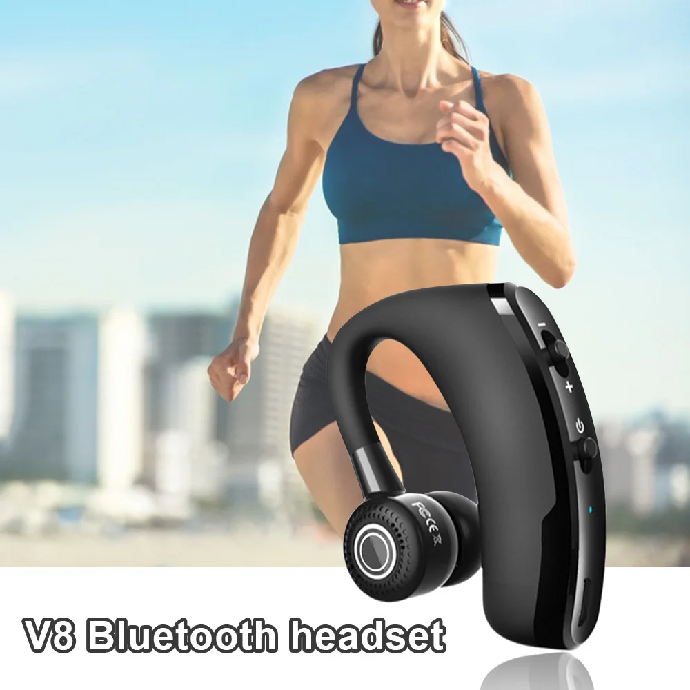

Беспроводная гарнитура V8 с микрофоном, наружные наушники-вкладыши с креплением V4.1, спортивные наушники-вкладыши с шумоподавлением и кнопко...