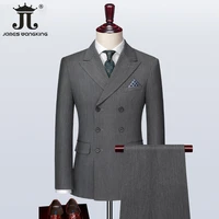 jacket vest pants senior gray mens suit 3 piece slim prom tuxedo business casual formal workwear groom wedding dress 5xl
