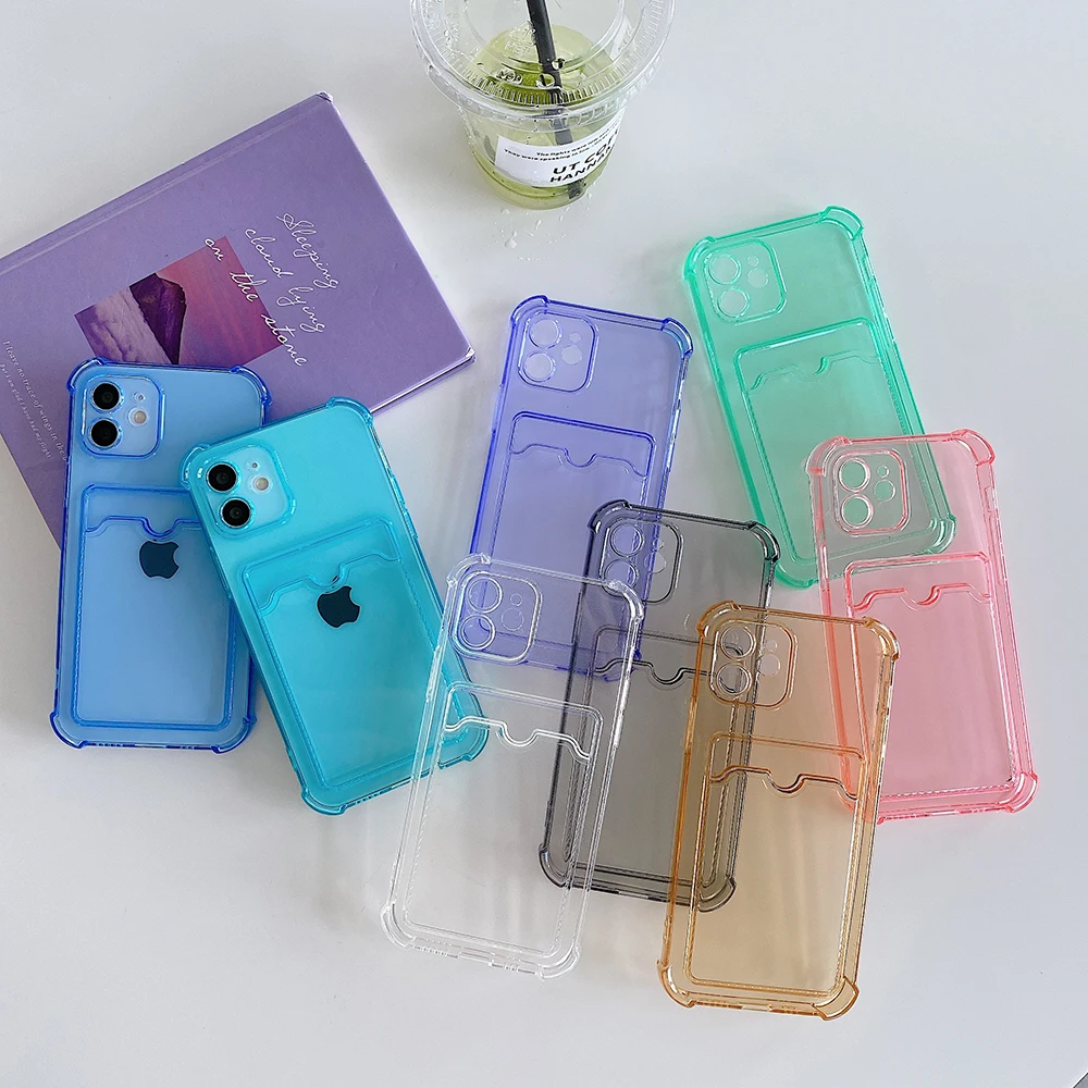 Transparent Card package Silicone Phone Case for IPhone 13 12 11 Pro Max Shockproof Cover for IPhone X XR XS 7 8 14 Plus Cases