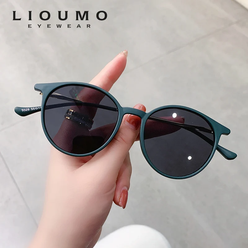 

LIOUMO 2022 Fashion Round Sunglasses Women Classic Brand Designer Glasses Men Anti-Glare Driving Goggles Brown zonnebril dames