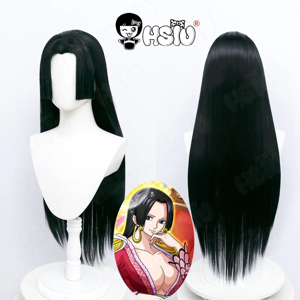 

Boa Hancock Cosplay Wig Anime One Piece Cosplay HSIU Women Black Long Wig Heat Resistant Synthetic Hair+Wig Cap