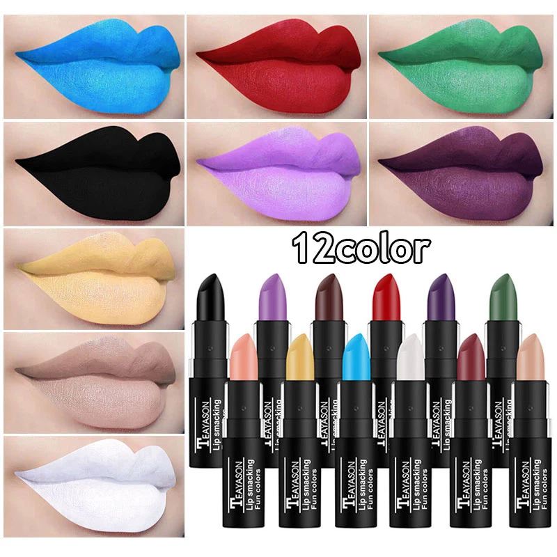 

12 Color Nude Lipstick Matte Lip Gloss Lip Makeup Long Lasting Waterproof Cosmetic Sexy Red Black Lip Gloss Makeup Lipstick New