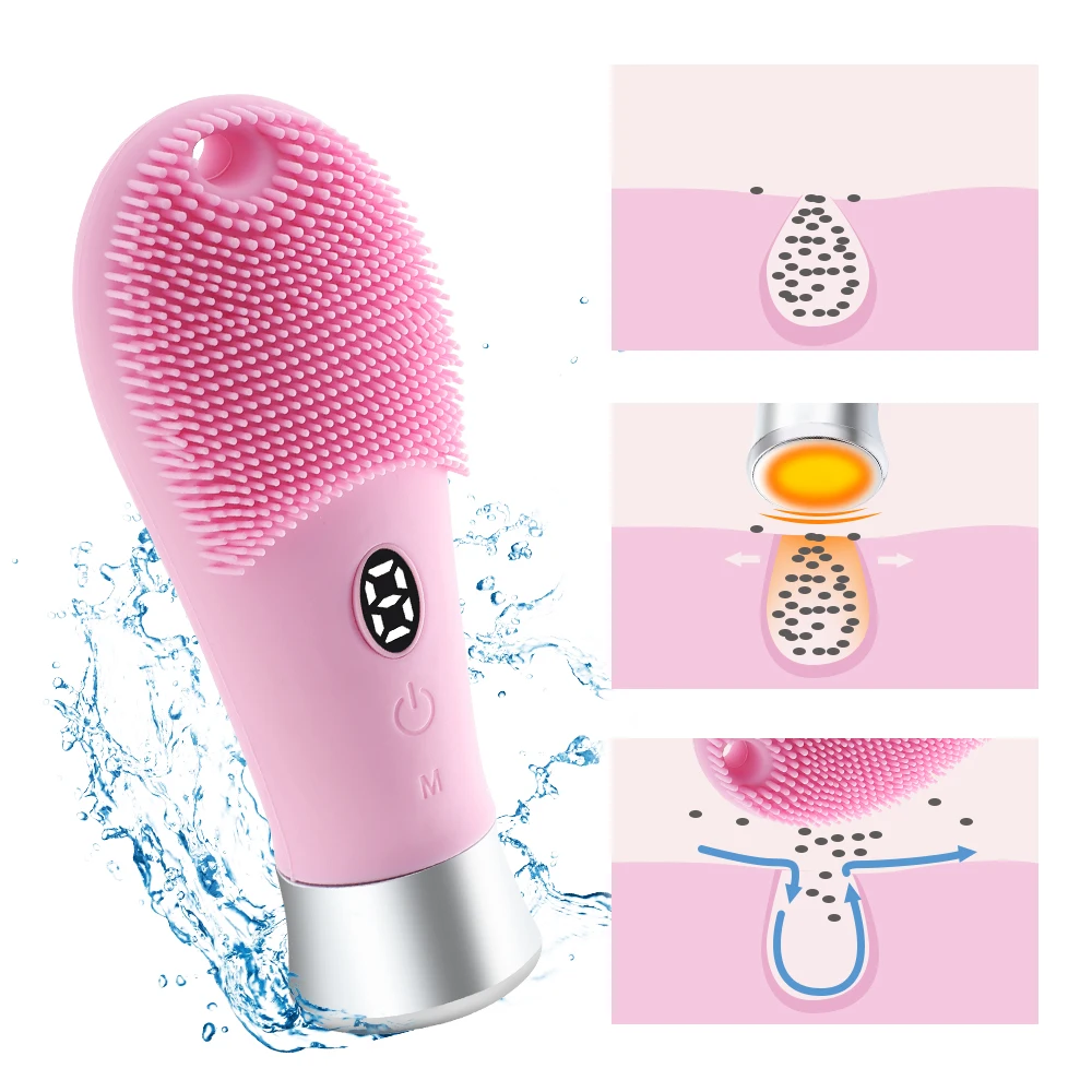 

Electric Facial Cleansing Brush Silicone Face Brush Pore Deep Cleaning Skin Peeling Cleanser Exfoliation Skin Care Sonic Massage